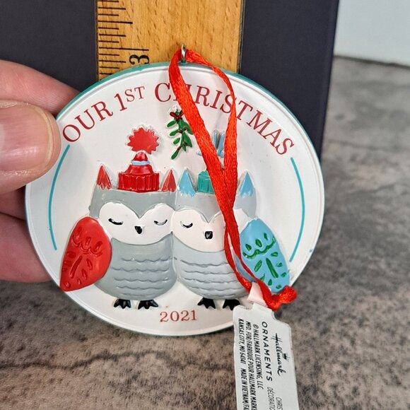 Hallmark Owls Our First Christmas 2021 Ornament No box w/ Hang Tag - Picture 6 of 6